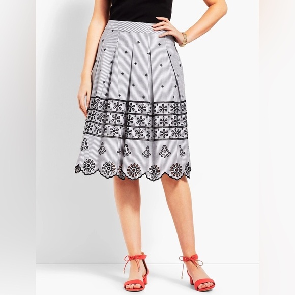 Talbots Dresses & Skirts - Talbots Eyelet Pleated Stripe Skirt​​​​